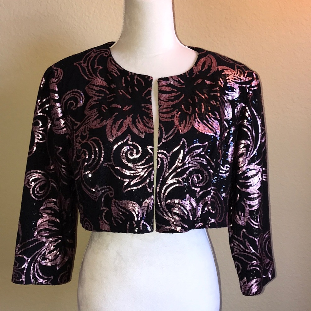 Alex Evenings - Sequined Short Evening Jacket, Size 16